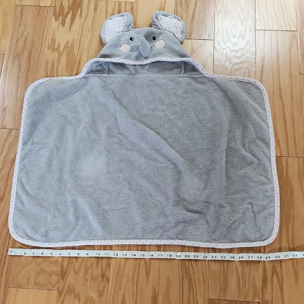 Gray Elephant Hooded Baby Towel